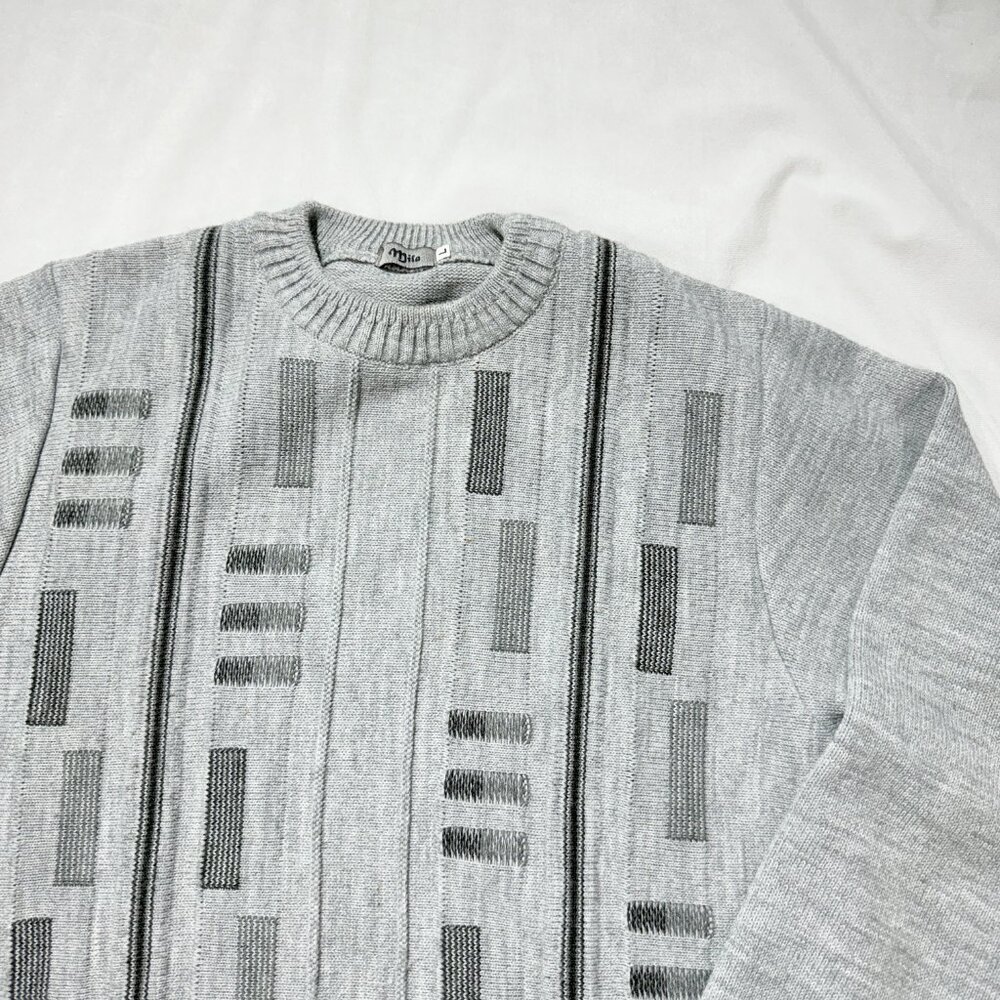 Mila Men's Pullover Sweater Large Gray Geometric Pattern
